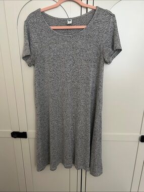 Grey Short-Sleeve Swing Dress